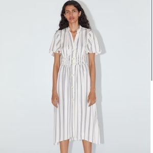 Zara Maxi Striped Buttons Dress XS